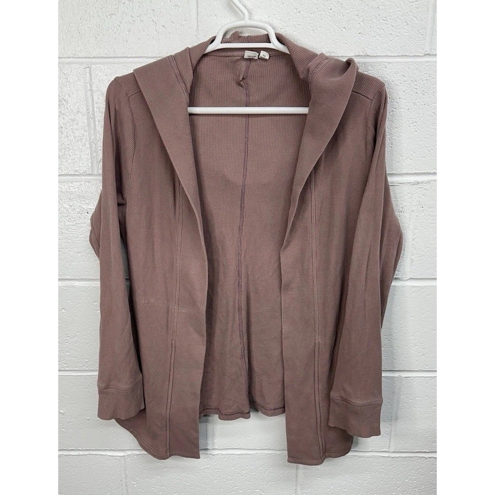 Tentree Ivy Treewaffle Waffle Knit Open Front Hooded Cardigan Twilight Mauve XL‎